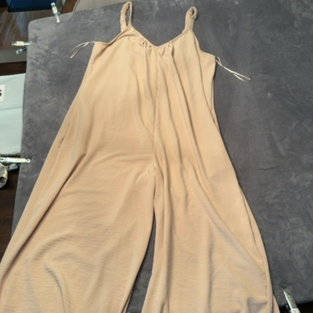 Maurices Jumpsuit Women XL Beige Sleeveless Wide Leg Casual Summer